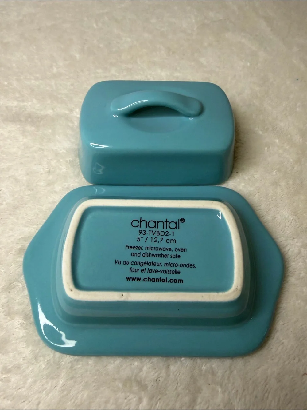 Chantal Aqua Mini Ceramic Butter Dish with Lid